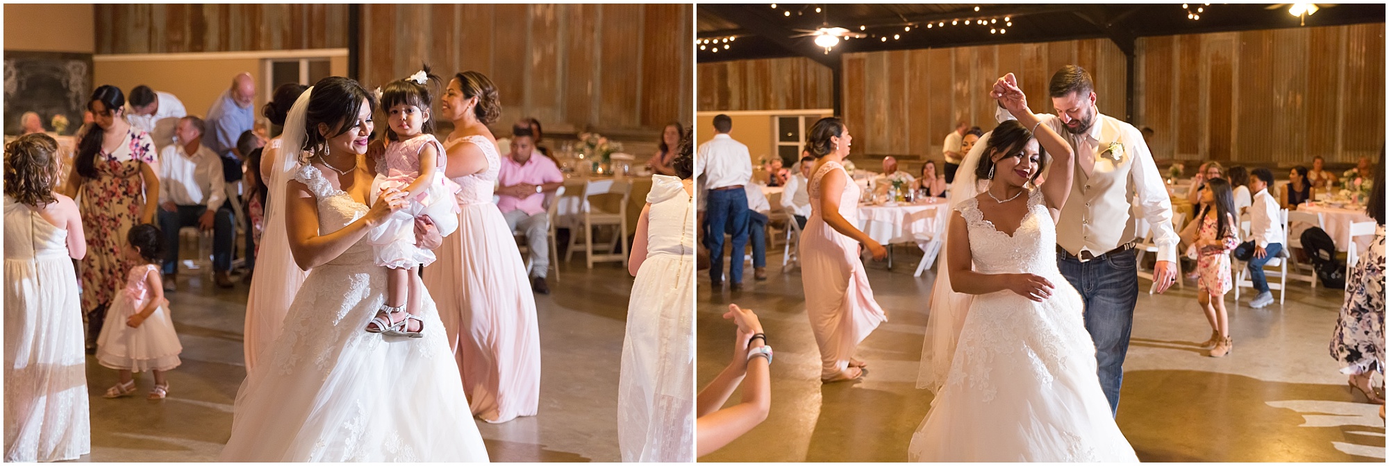 A bride and groom dance at their wedding reception at Rustic Acres in Belton, Texas - Rustic wedding at Rustic Acres in Belton, Texas - Jason & Melaina Photography - www.jasonandmelaina.com