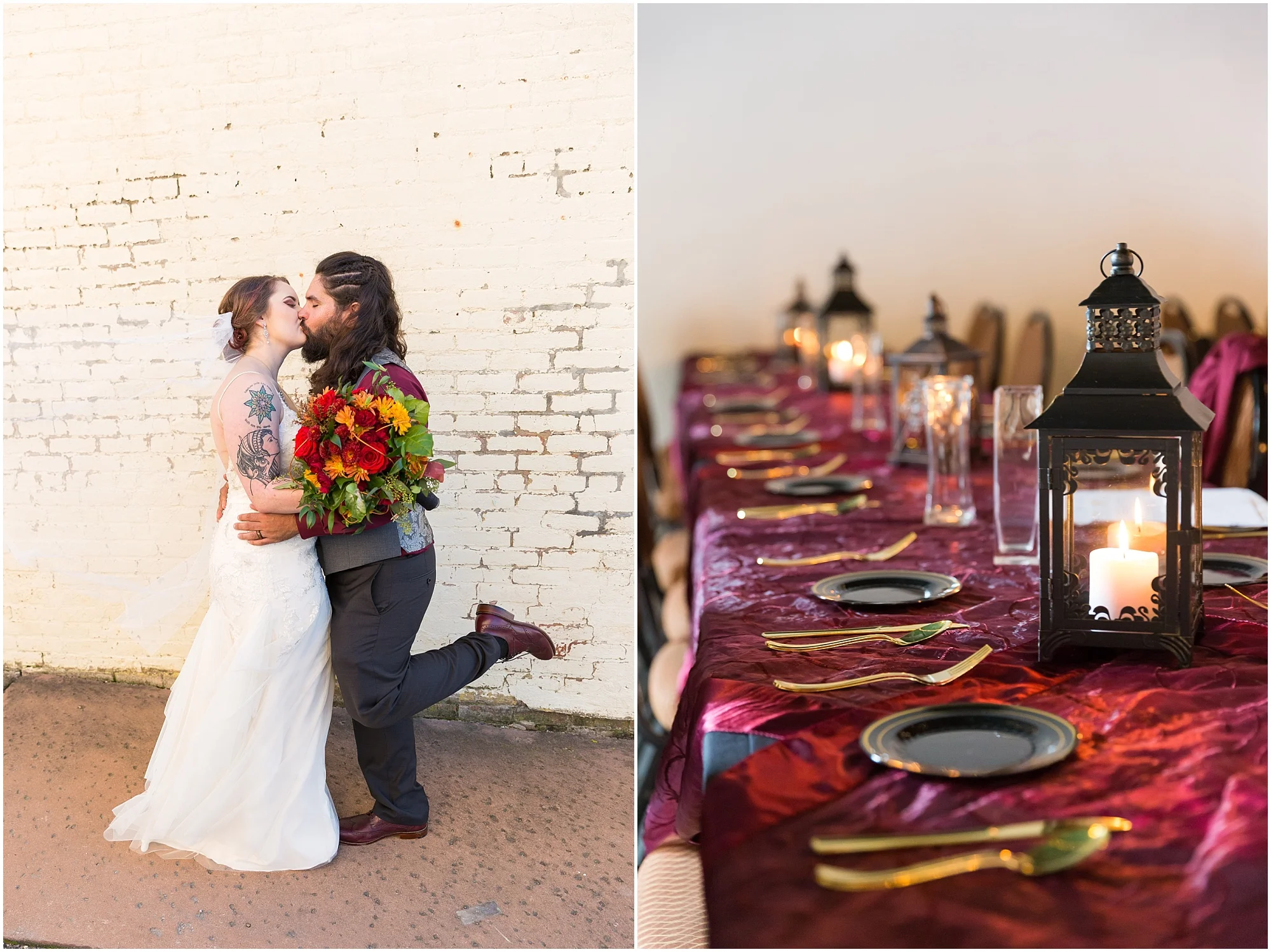 Groom kicks up his foot while kissing bride - Fall wedding in Hillsboro, TX - Jason & Melaina Photography - http://jasonandmelaina.com