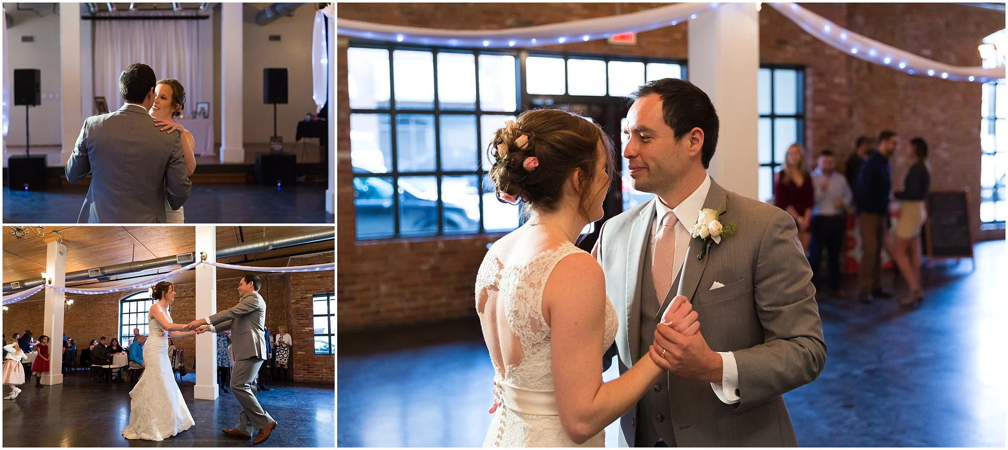 Bride and groom share a first dance at their downtown Waco reception at The Palladium - Jason & Melaina Photography - www.jasonandmelaina.com