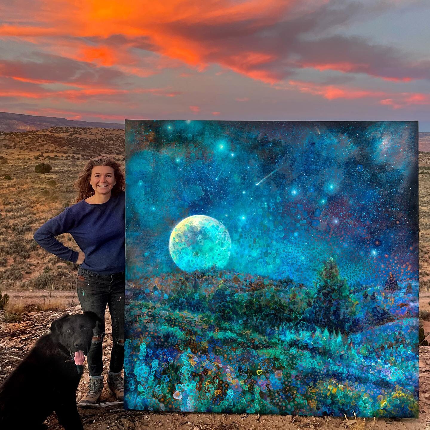 NEW!  72x72in &ldquo;New Mexico Moonrise&rdquo; oil on canvas. Original available. Accepting commissions.

Very pleased to finally share this new painting with you. Using my shop #aircompressor to blow into wet #holbeinoils - just mesmerized by the c