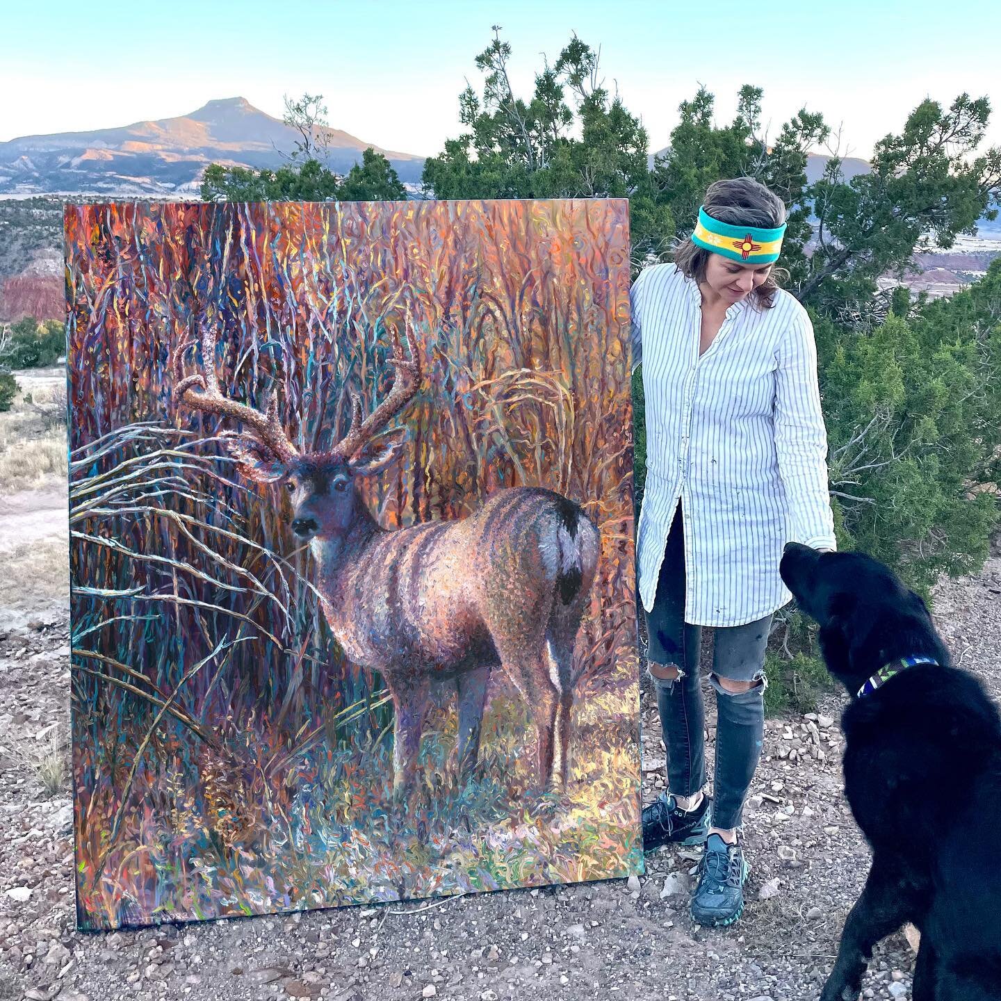 New! Original just sold. 60x48 inch 

Standing here with my wonderful dog Fernando and my new mule deer painting. 

Learn more about commissioning custom artwork at www.IrisScottFineArt.com/commissions

Special thanks to @adelmanfineart for bringing 