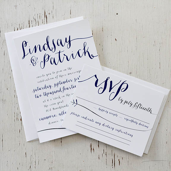 Pink Umbrella Designs - Classic Simple Script Wedding Invitation RSVP