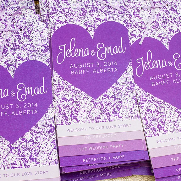 J+E's Banff Ombre Purple Wedding