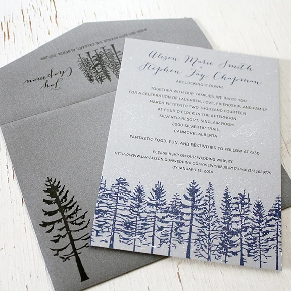 Hand Painted Winter Wedding Invitations
