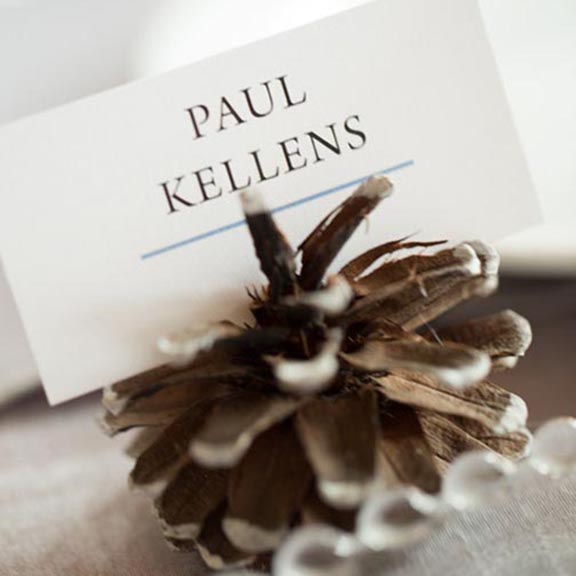 Pink Umbrella Designs - Pinecone Place Card. Photo by Eric Daigle.