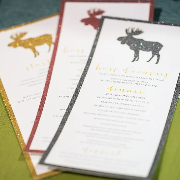 Glitter Glam Moose Wedding Menu - Banff Alberta