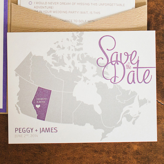 Map of Canada Save the Date Invitation Card. 