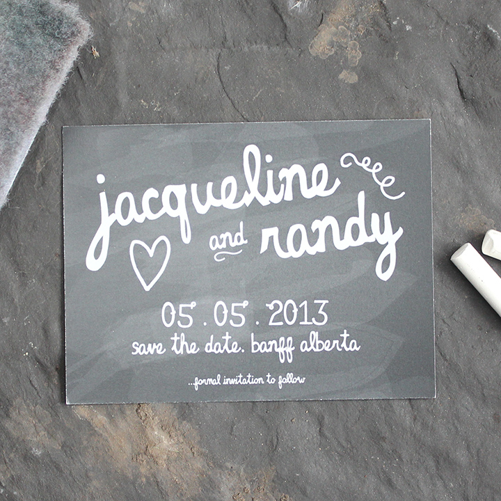 Fun and eclectic chalkboard save the date wedding invite.