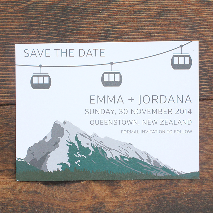 Gondola Banff Mountain Wedding Save the Date Invitation