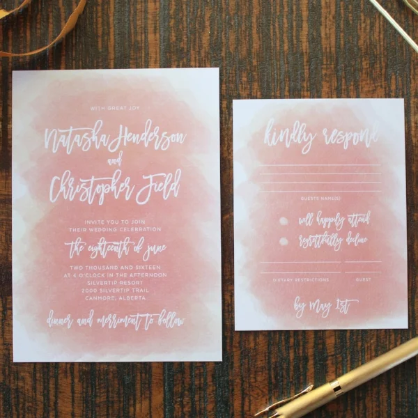 Soft Peach Watercolour Invitation Card