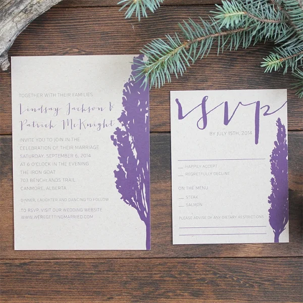Rustic Tree Mountain Wedding Invitation Calgary