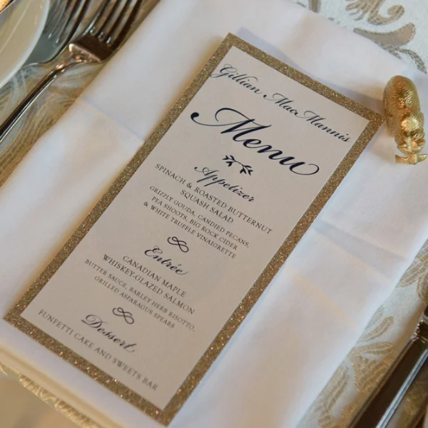 Banff Spring Hotel Wedding Menu Stationery