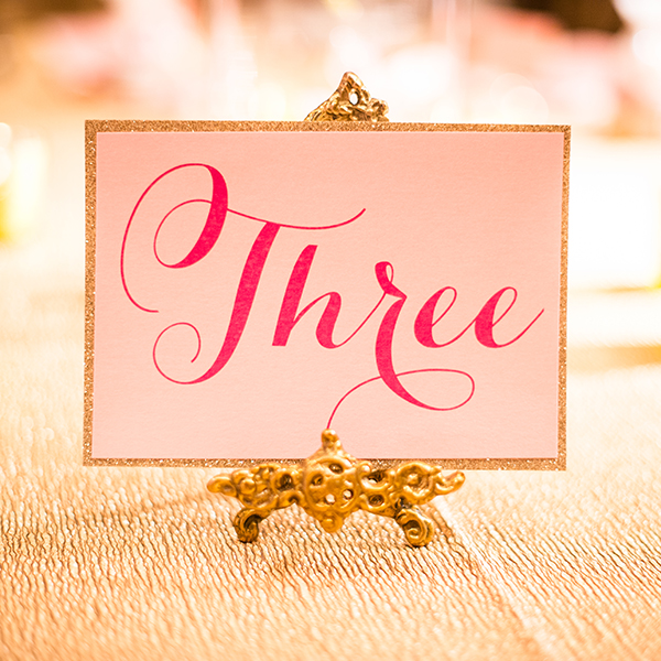 Wedding Reception Table Number Calgary Pink Gold