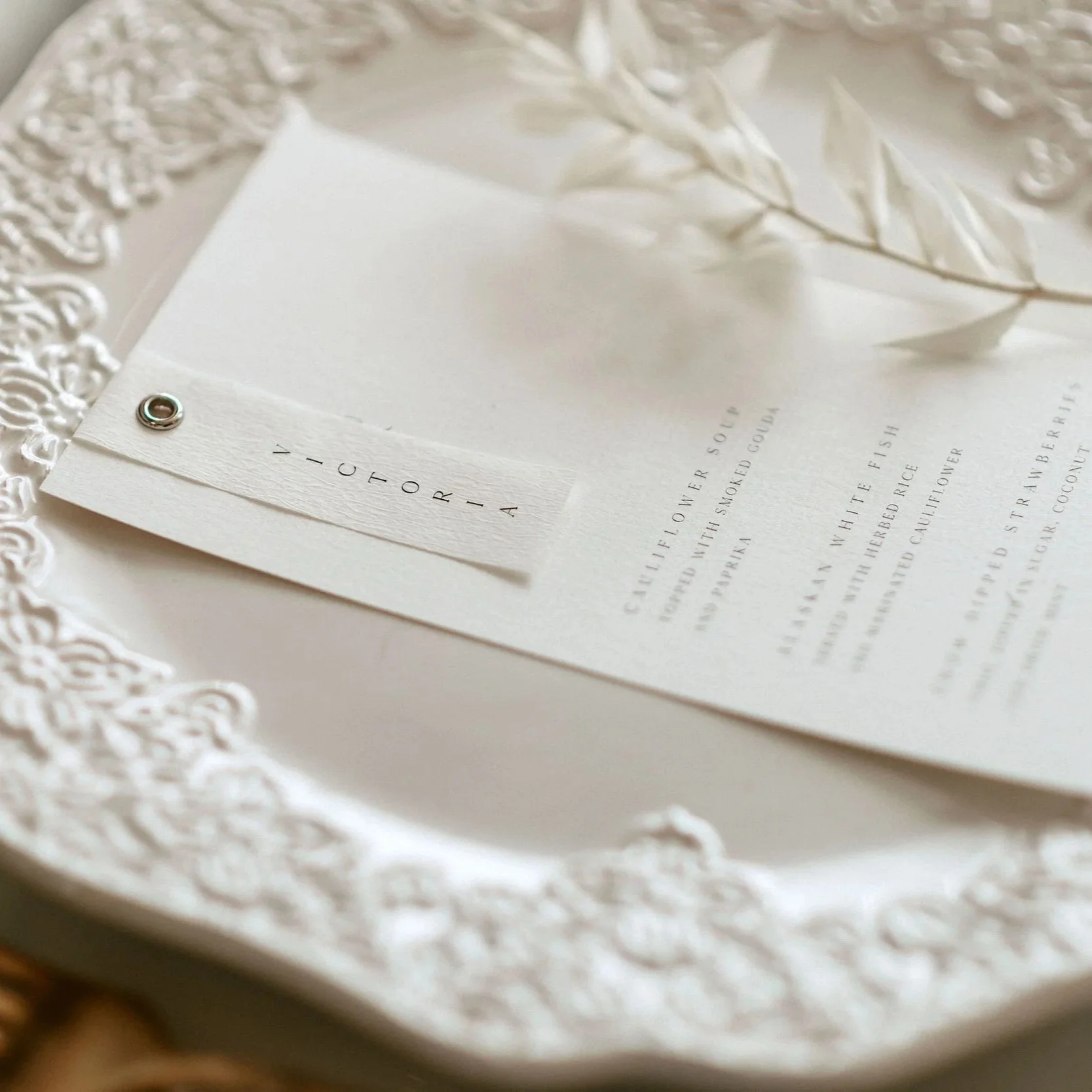 Canmore Banff Wedding Day stationery menu and place card