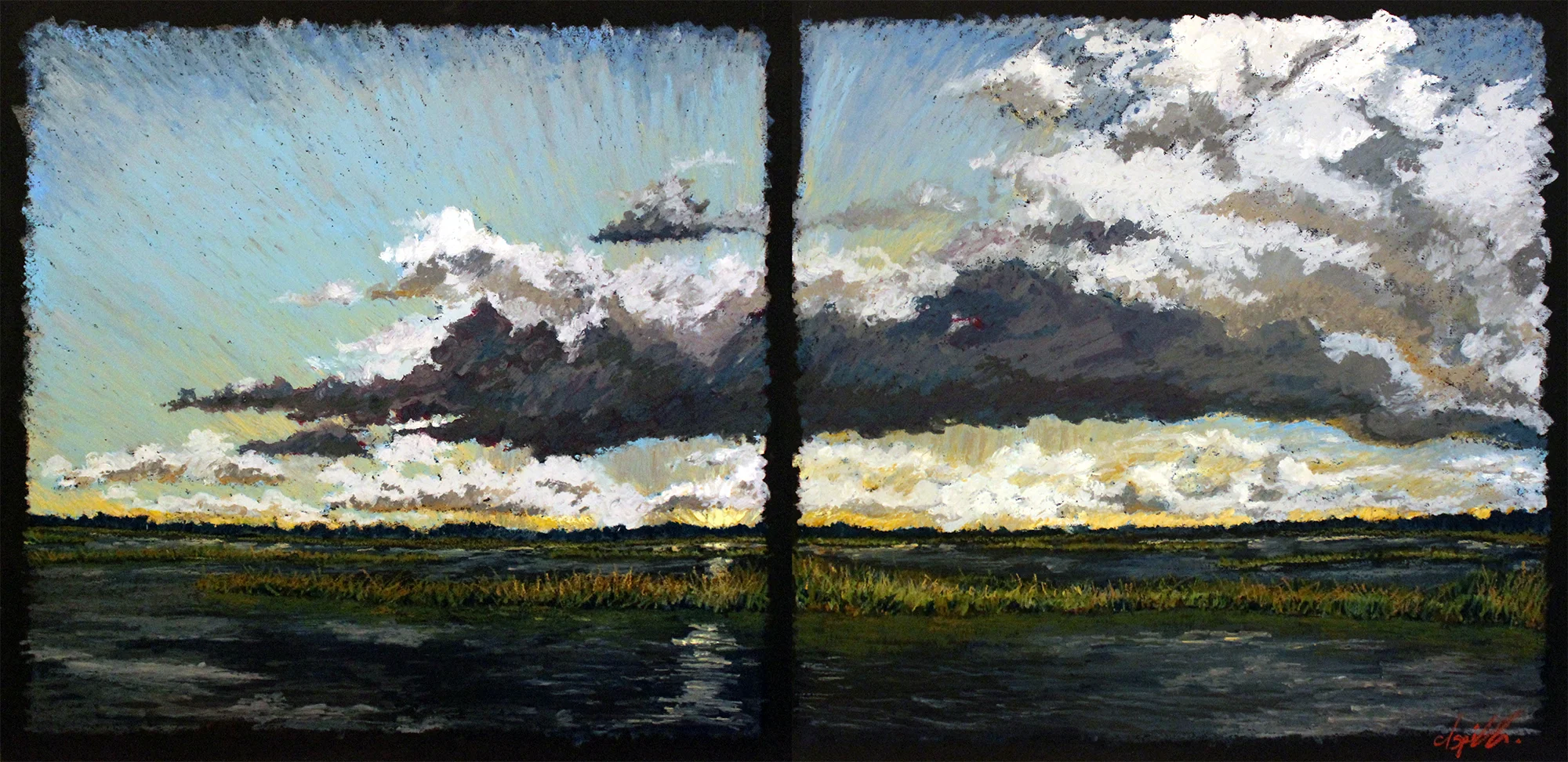 Cumulus Marsh Diptych 24 x 24 inches each.jpg