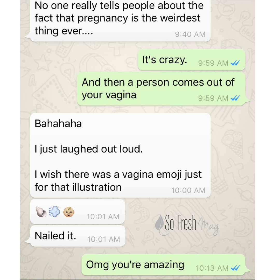 A WhatsApp conversation between me and my sister/So Fresh Mag editor