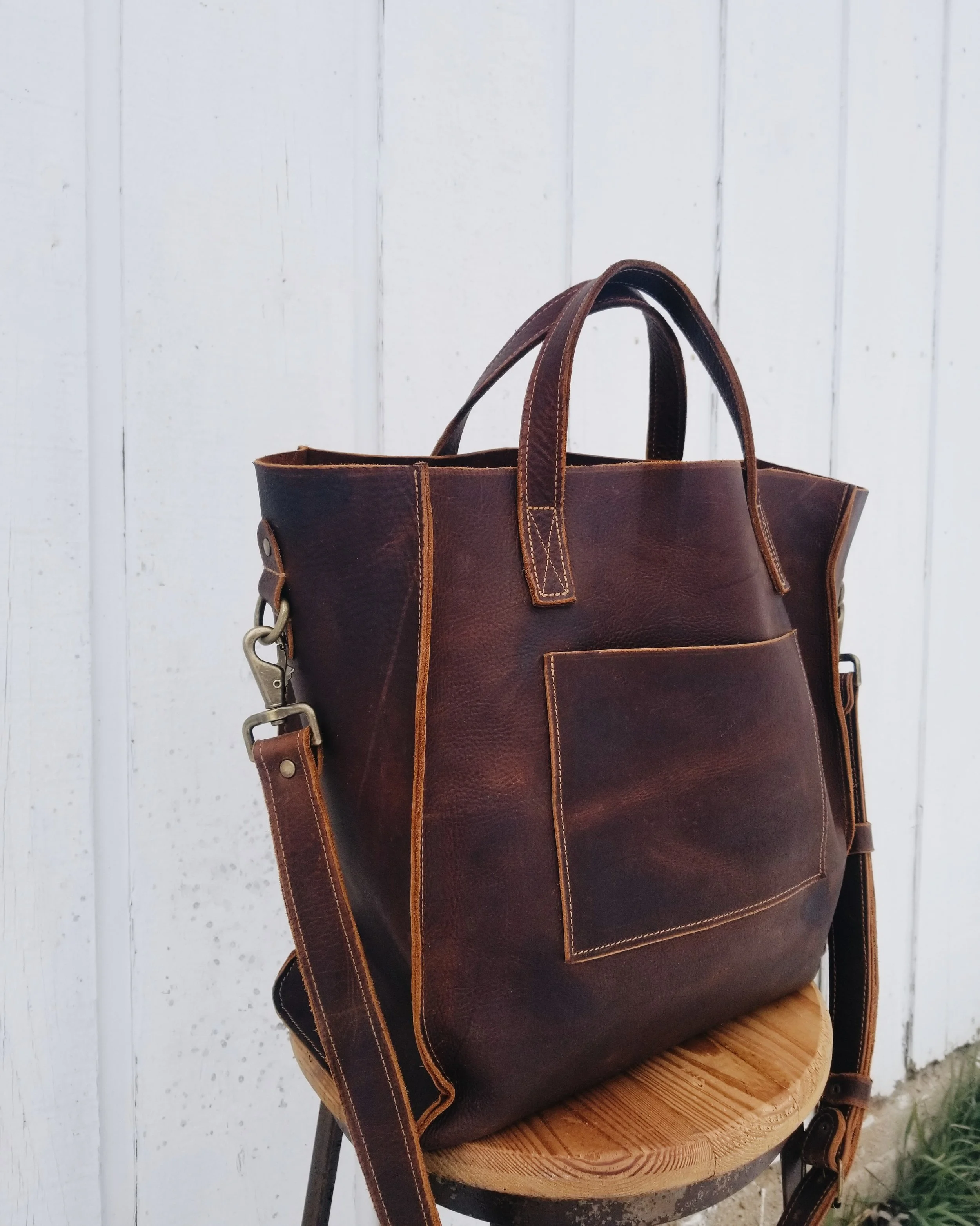 large brown leather bag