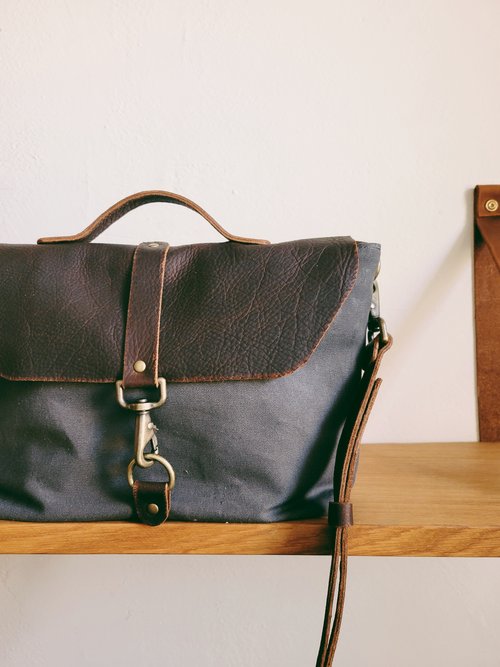Waxed Canvas  Storage Bag - Leather Strap — A Well Worn Story
