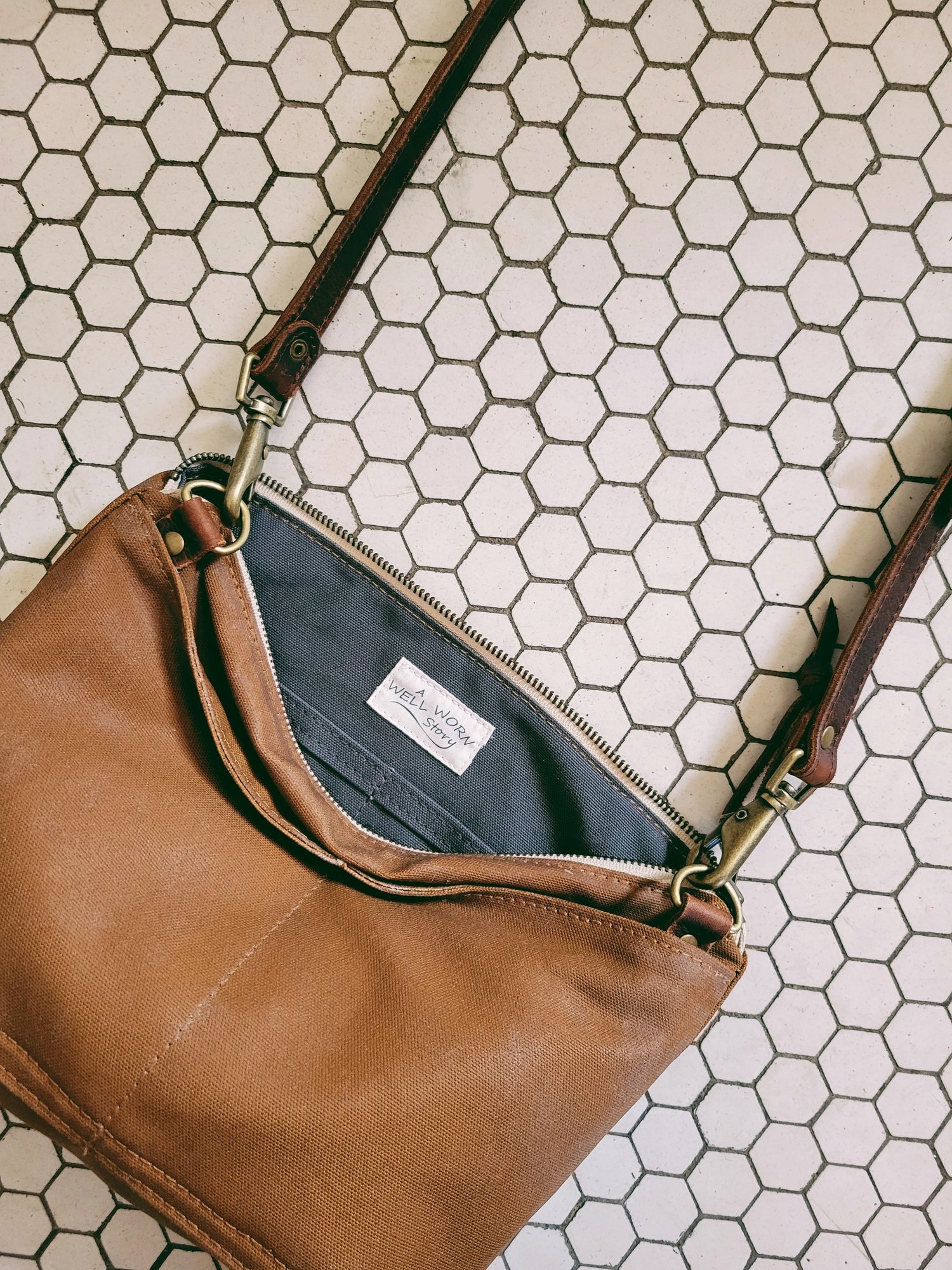 Waxed Canvas  Storage Bag - Leather Strap — A Well Worn Story