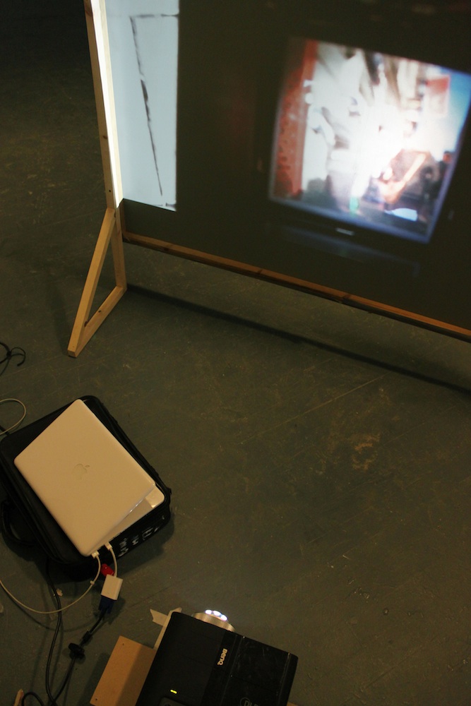 View of installation behind the screen. 