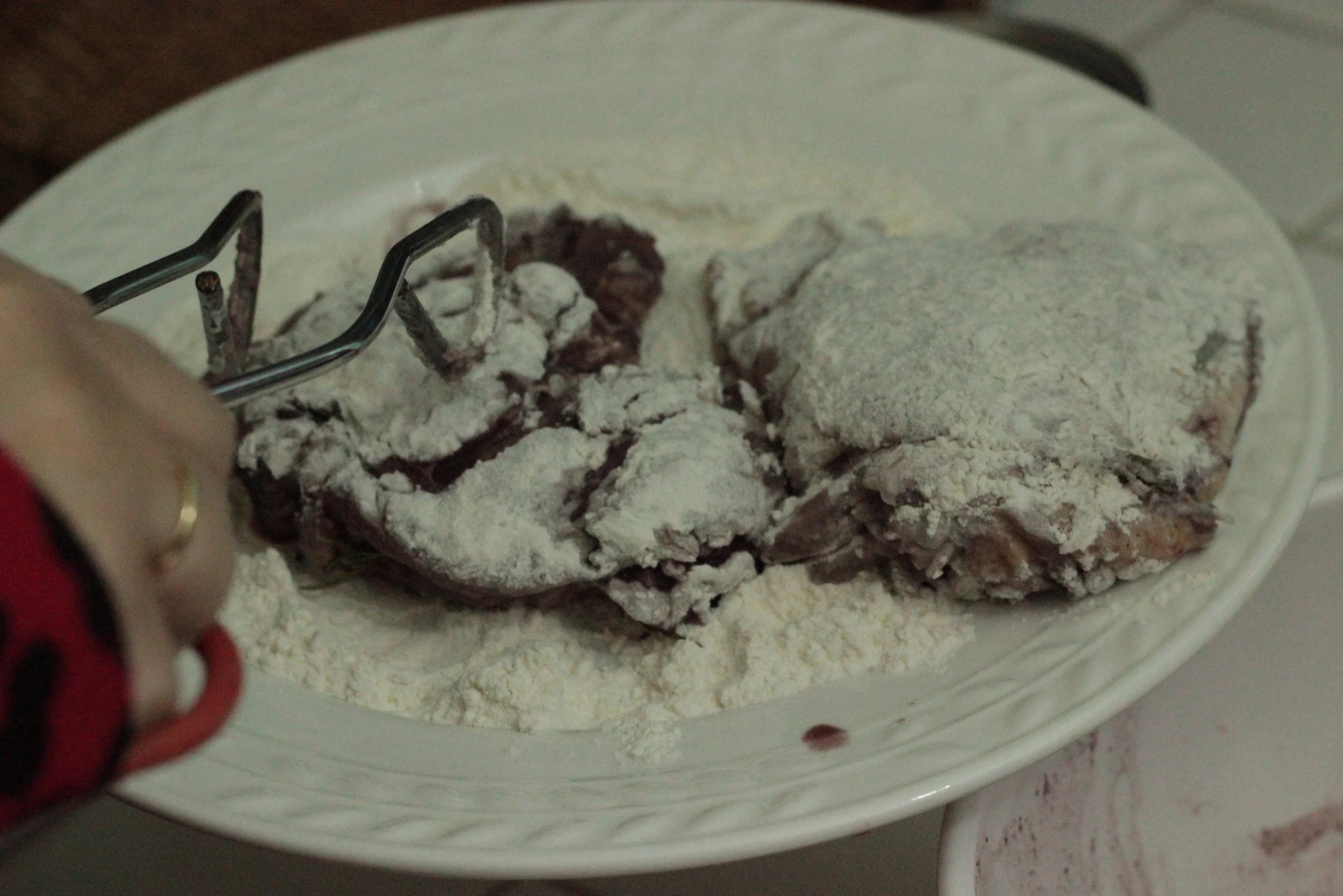 Chicken Cacciatore - dredge chicken in flour