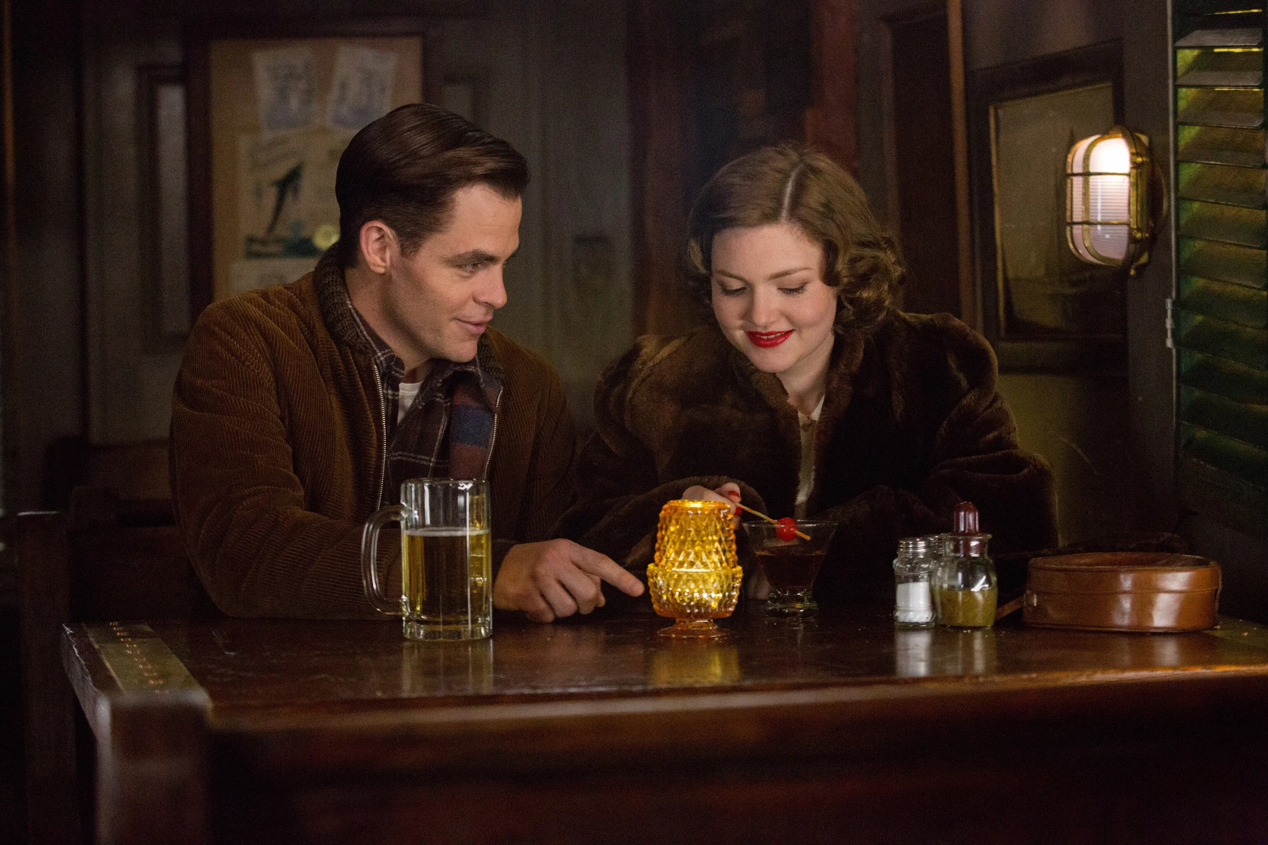 Chris Pine (Bernie Webber) and Holliday Grainger (Miriam) in Disney's 'The Finest Hours.' photo courtesy of Disney.