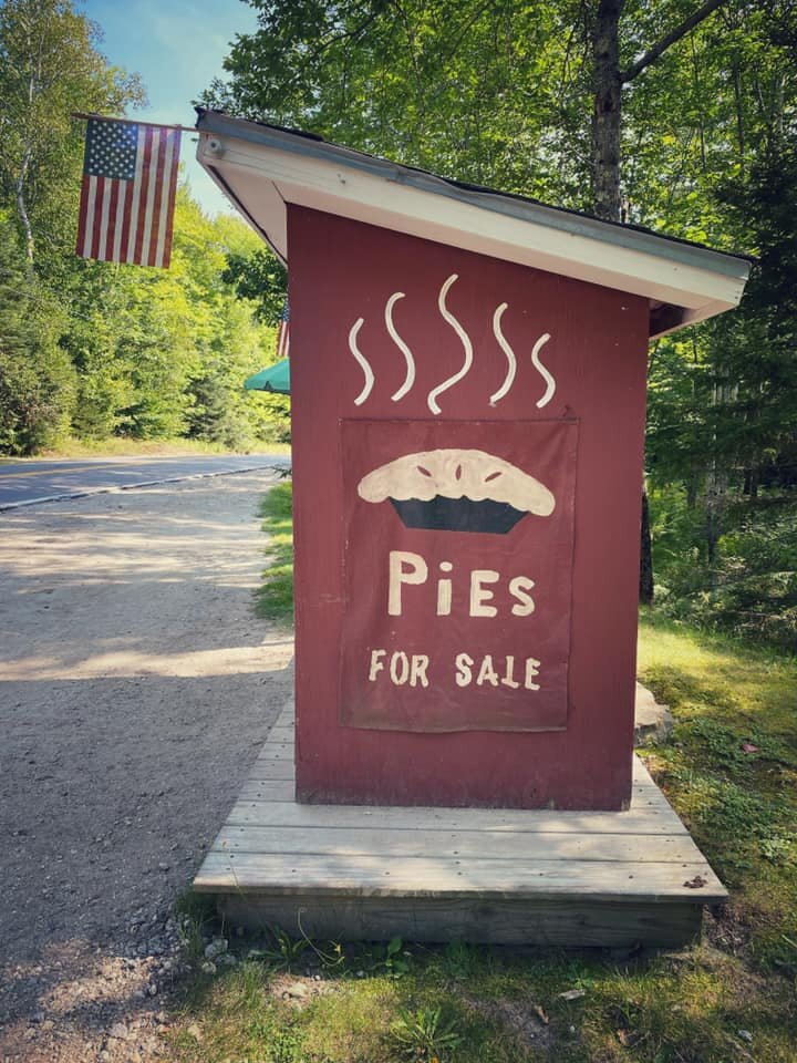  Got the last pie at the roadside stand. And it was wild Maine blueberry. 