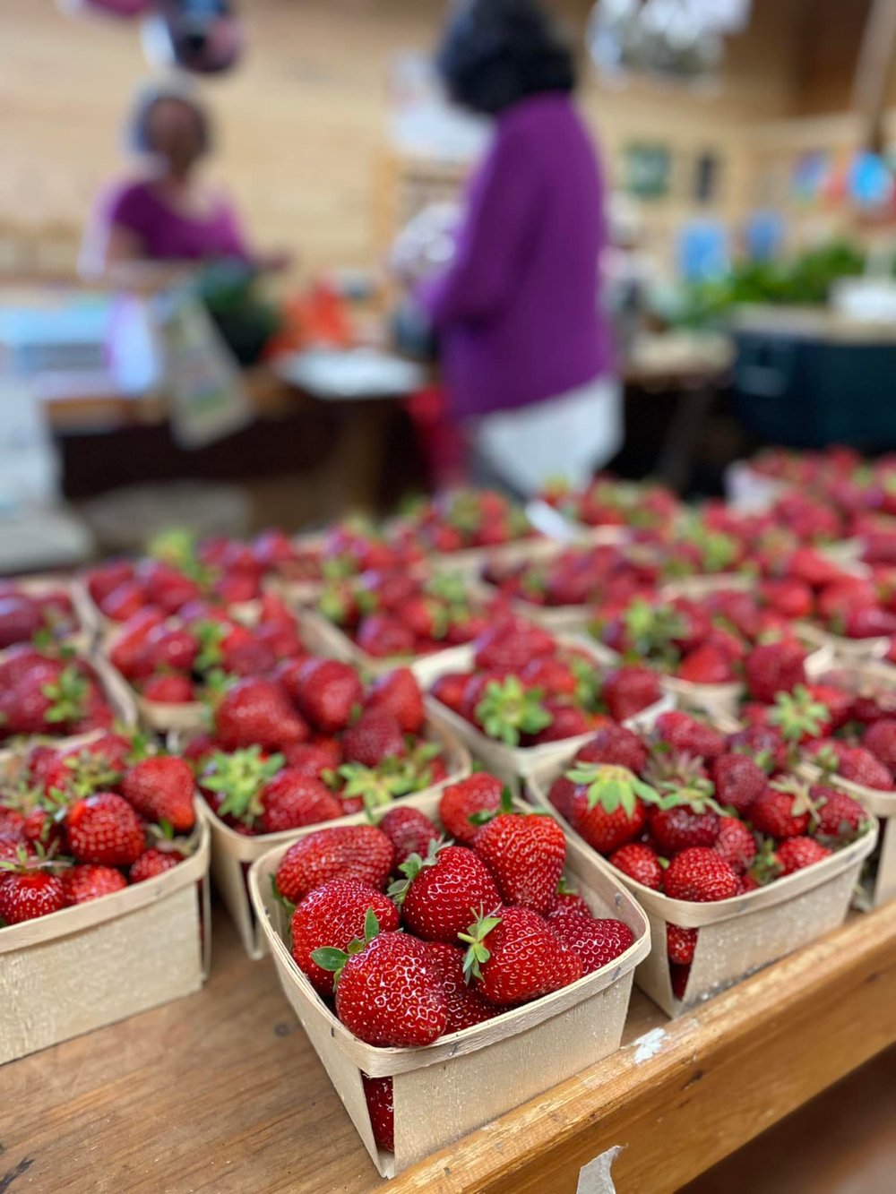  Perfectly ripe and sweet strawberries at the Saturday farmers market in Yarmouth. 