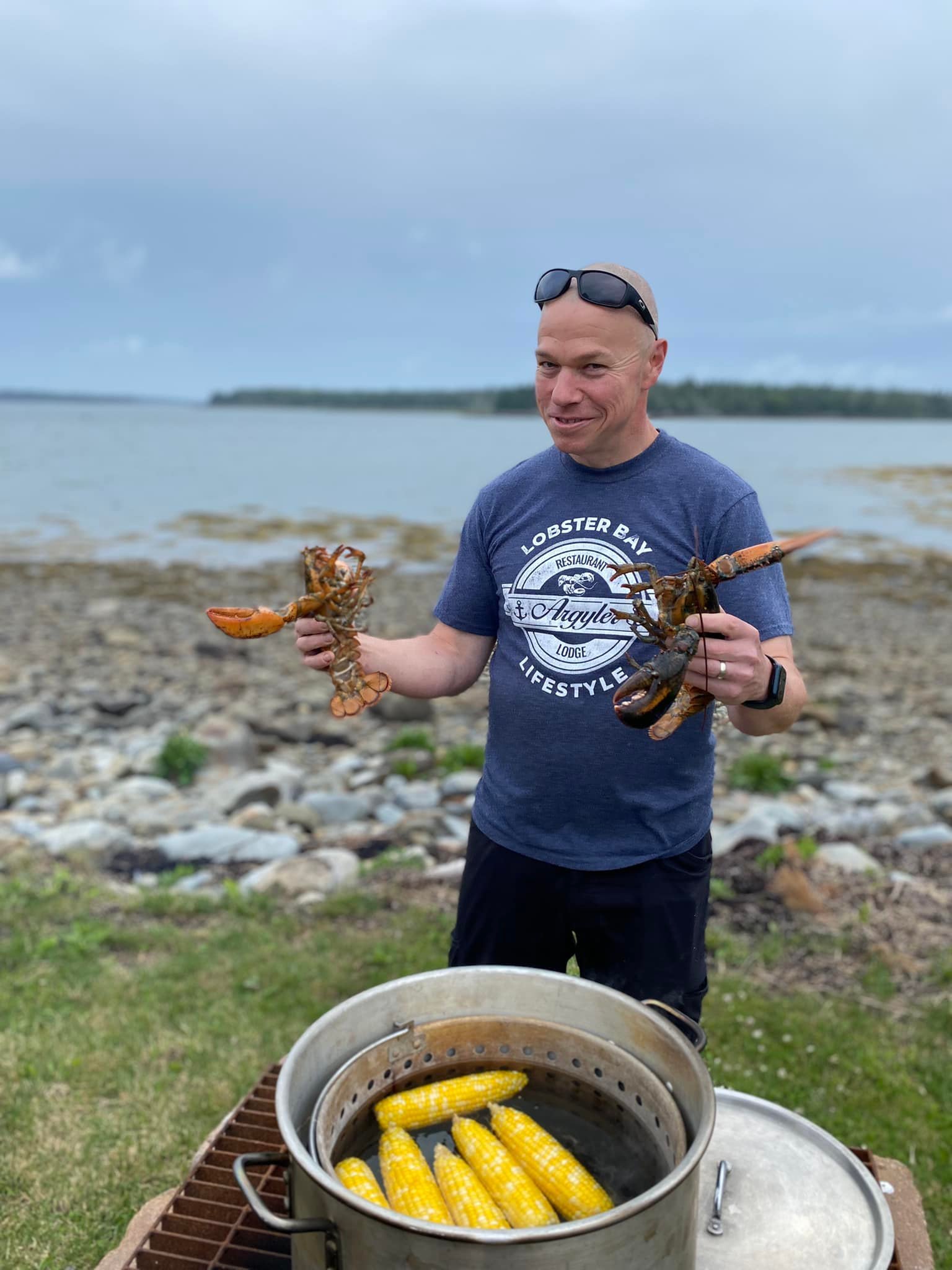  Jonathan Joseph preps a lobster boil at the Argyle Lodge. 