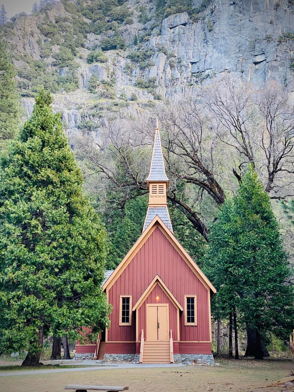  Yosemite Valley Chapel, built in Carpenter Gothic style in 1879. 