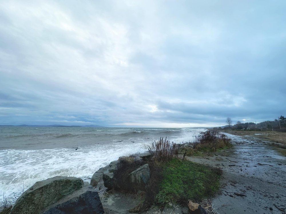  Water-logged beach. 