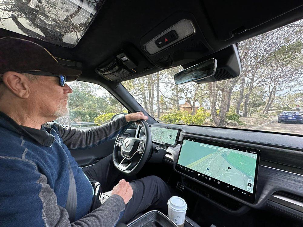  Cruising, EV style, in a Rivian R1T. 