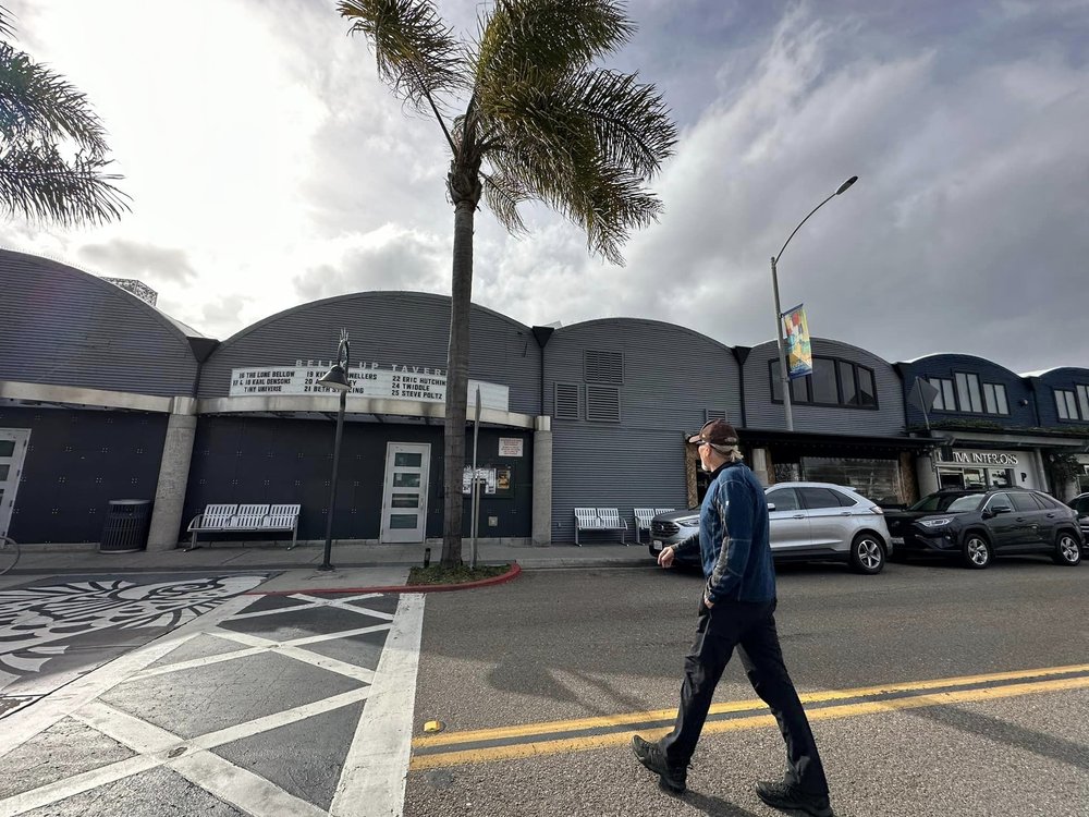  Steve crossing South Cedros Avenue, where Eagle Creek’s original store was once located. Solana Beach. 