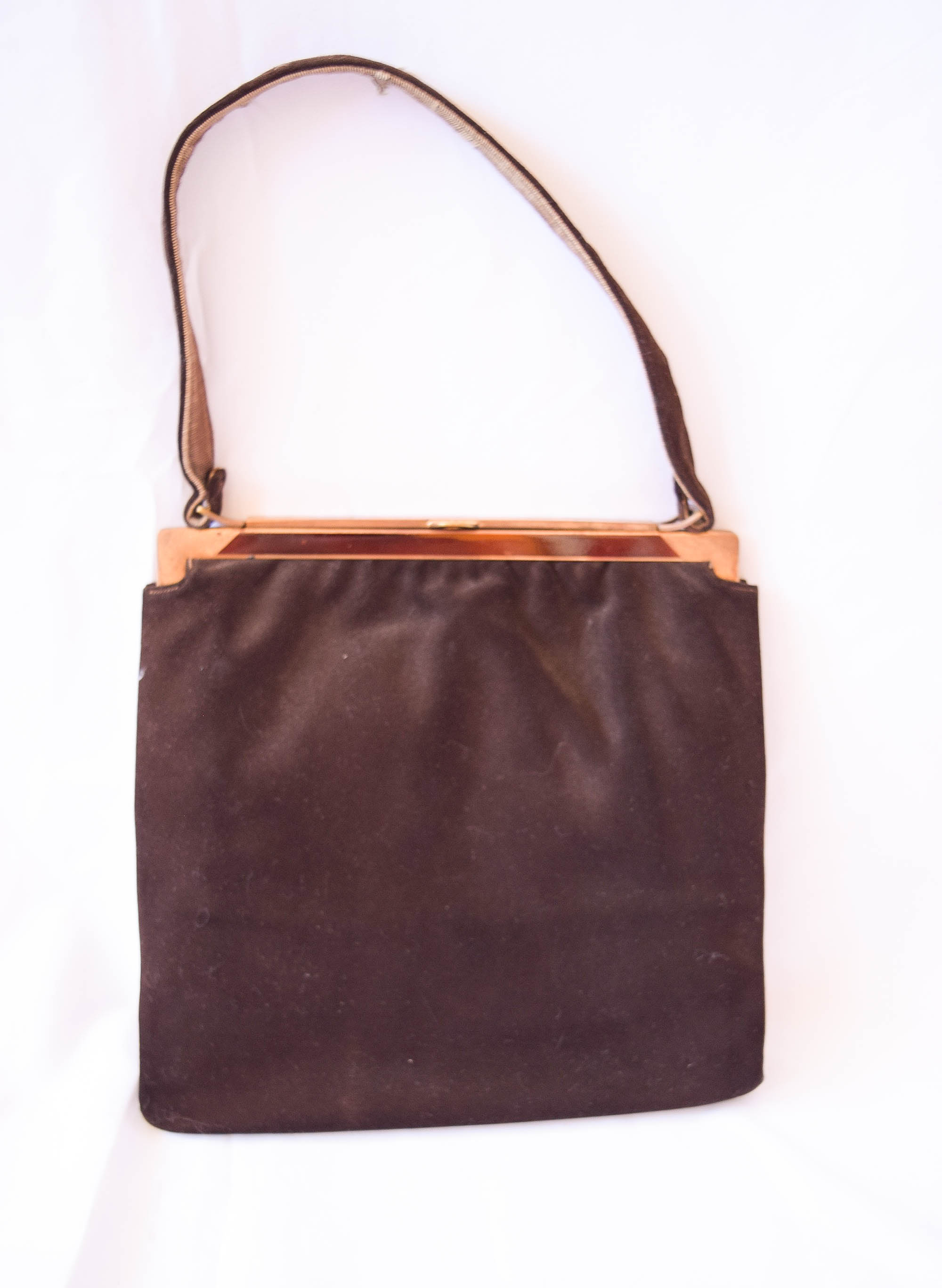 Harry Rosenfeld. 1950's Dark Brown Suede Purse — Bobbins & Bombshells