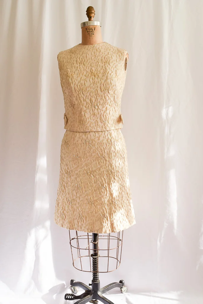 vintage 1960s metallic jacquard two-piece dress
