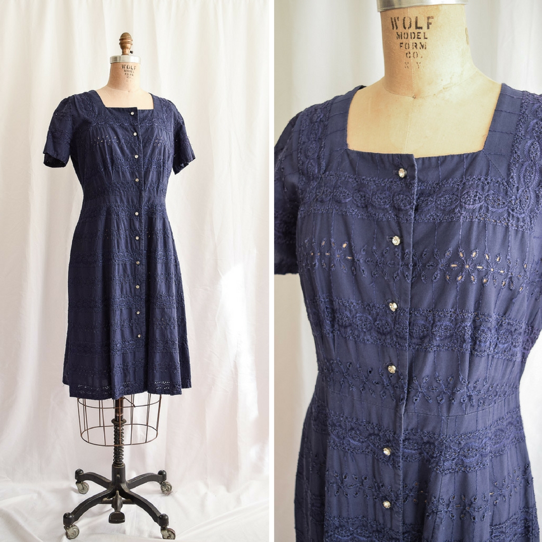 navy blue shirtwaist dress