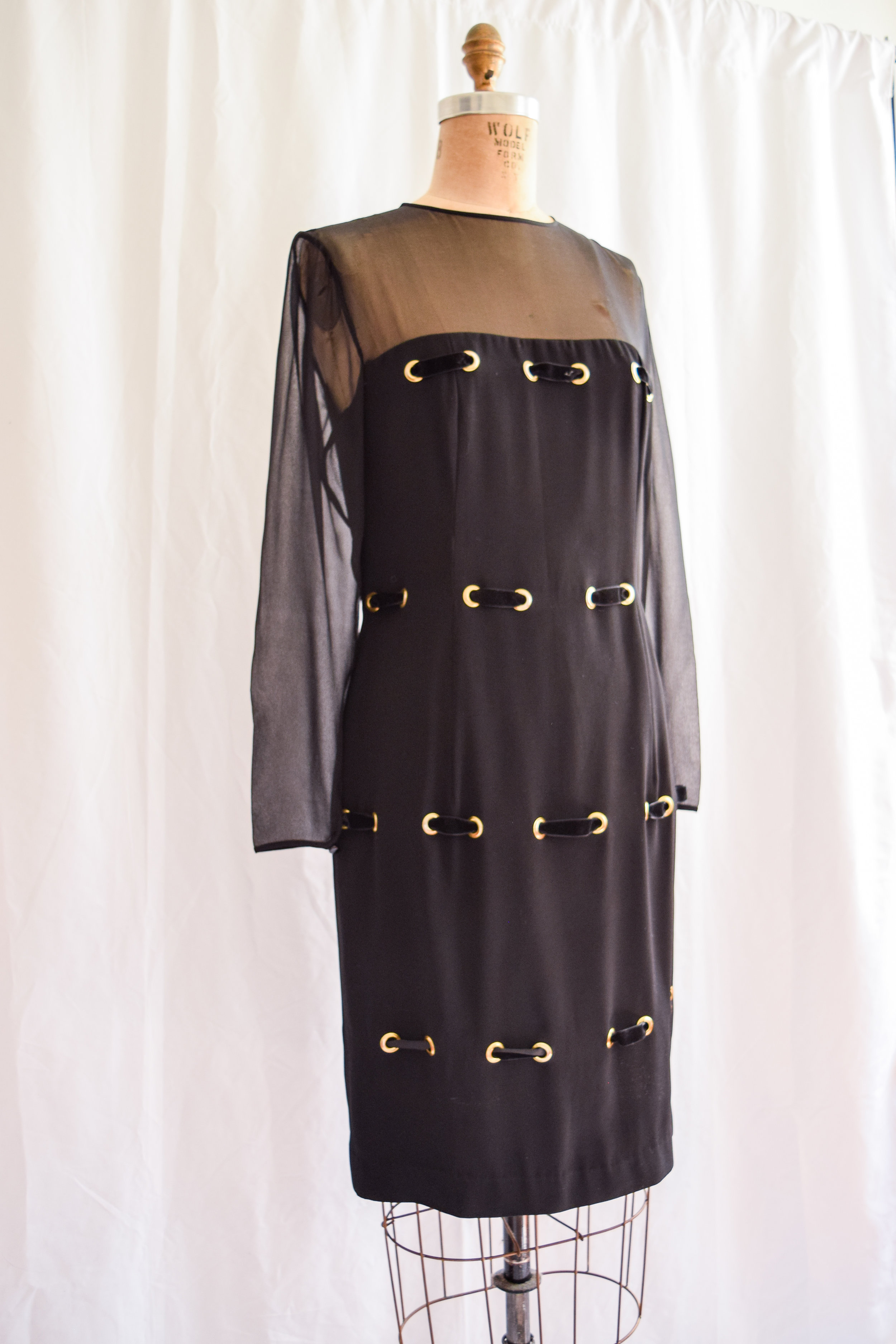 Bellville Sassoon Lorcan Mullany. Vintage 1990's Black Crepe / Chiffon  Dress with Velvet Ribbons — Bobbins & Bombshells