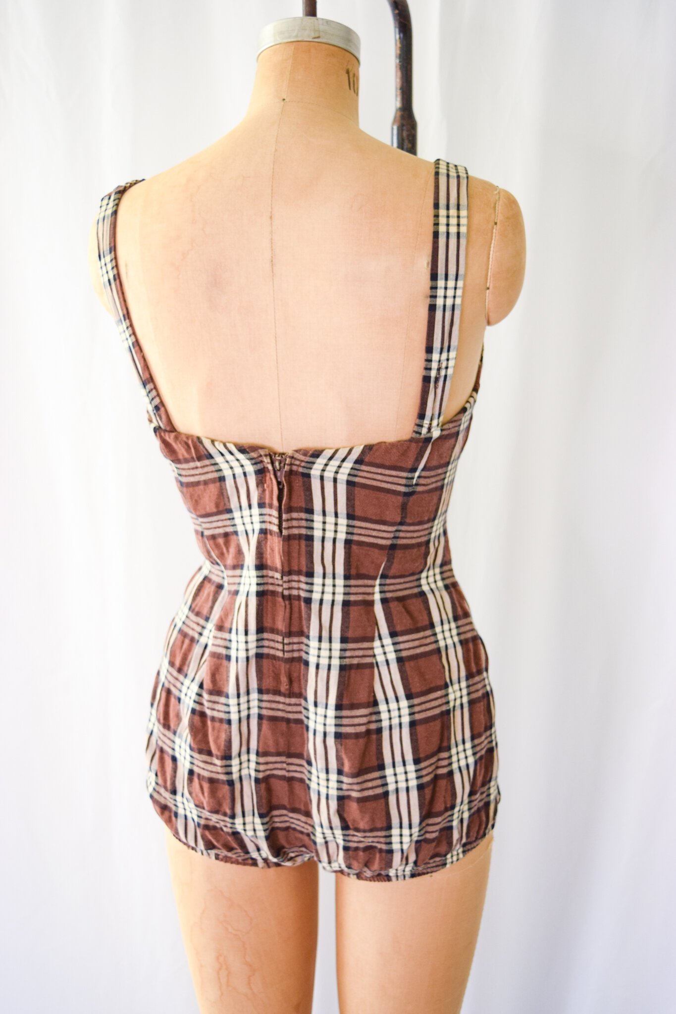 Marina del Mar. Vintage 1950s Brown Plaid One Piece Swimsuit Documented ...