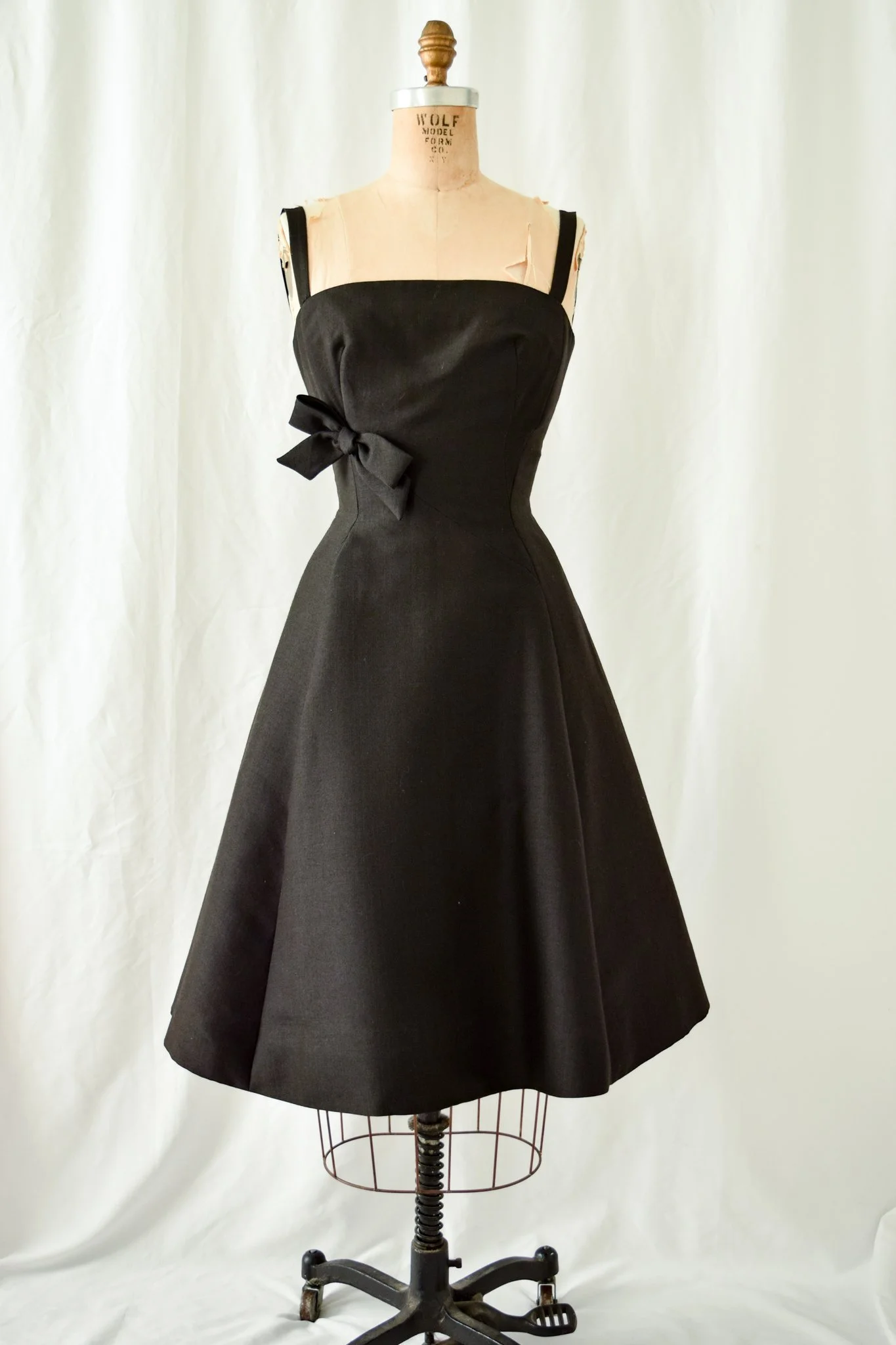 open lace back dress Plus Size Polka Dot Retro Vintage Party Dress Fit and Flare Us24 (EU26) / Black main image 1