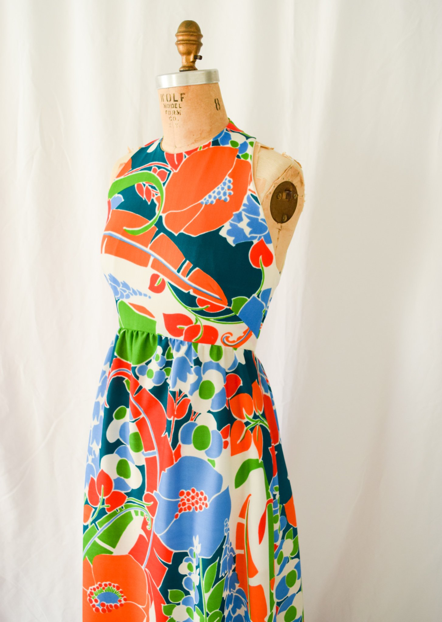 Leo Narducci. Vintage 1960s Dress Bold Tropical Floral Print Halter ...