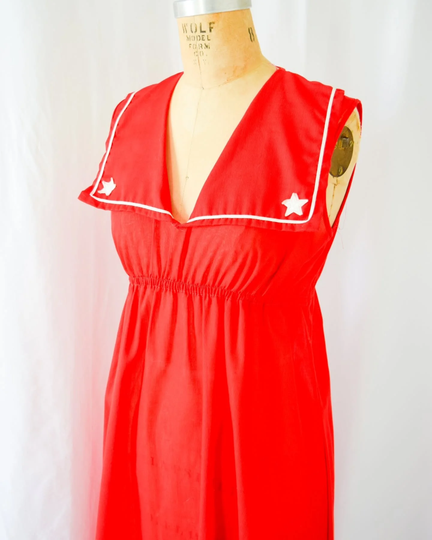 Ahoy! Newly listed... vintage swimsuit cover up with the best sailor collar. ⛵️ 
.
.
.
#vintagefashion #vintageswim #sailorchic