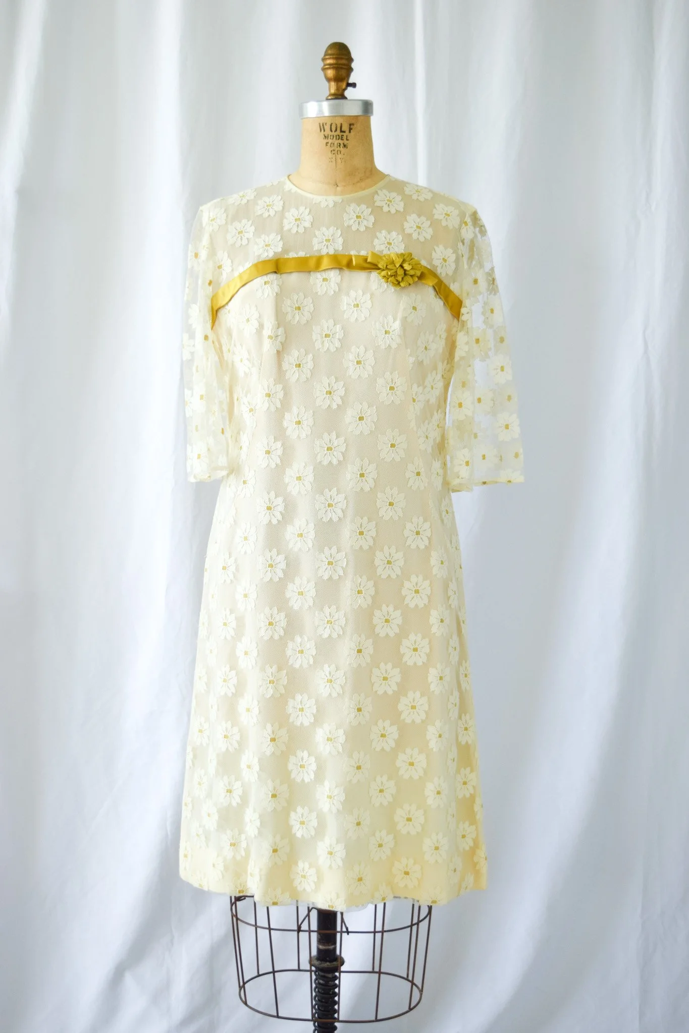 vintage 1960s daisy lace dress with ribbon  Bobbins & Bombshells