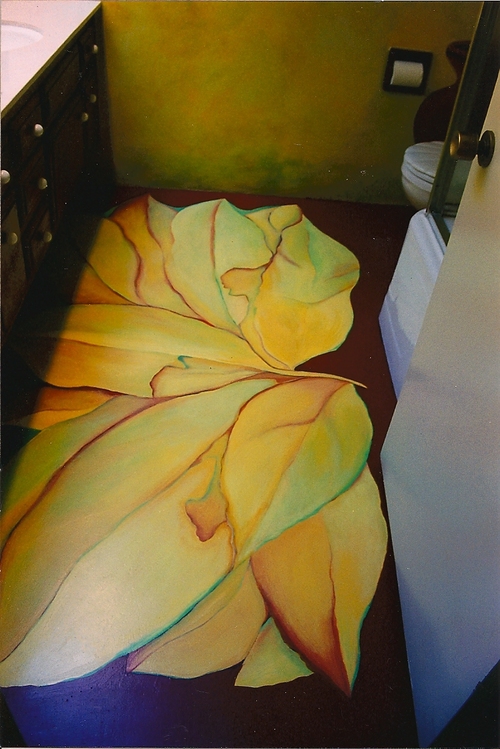 Bathroom Floor Mural (Georgia O'Keefe inspired)