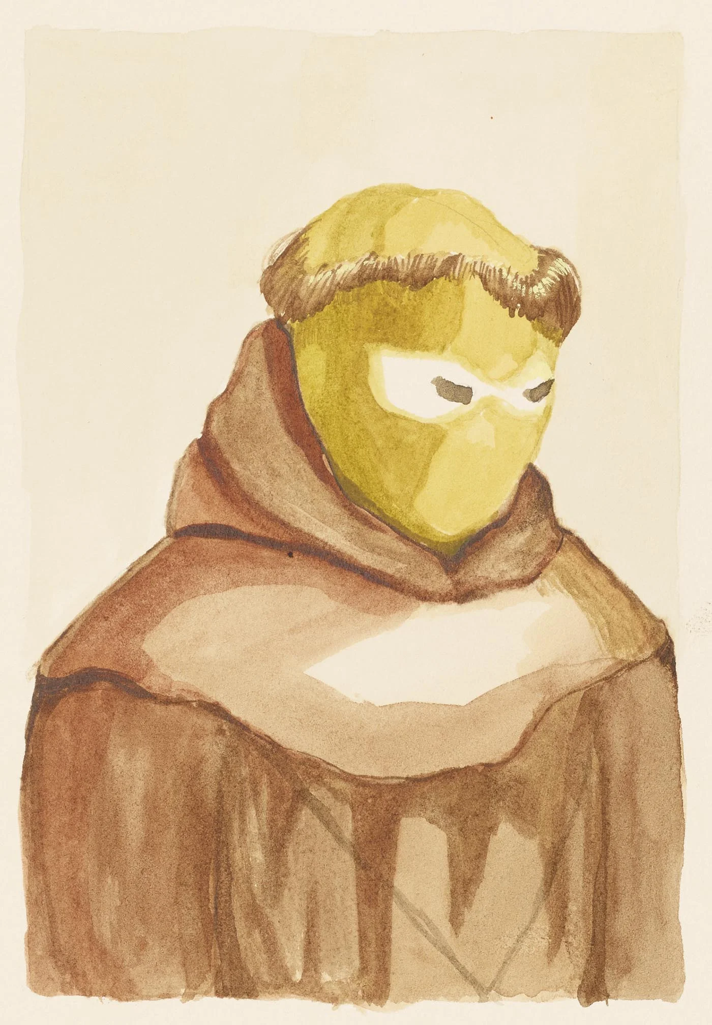   Green Padre - looking left,&nbsp; 6" x 4" watercolor on paper, 2014 