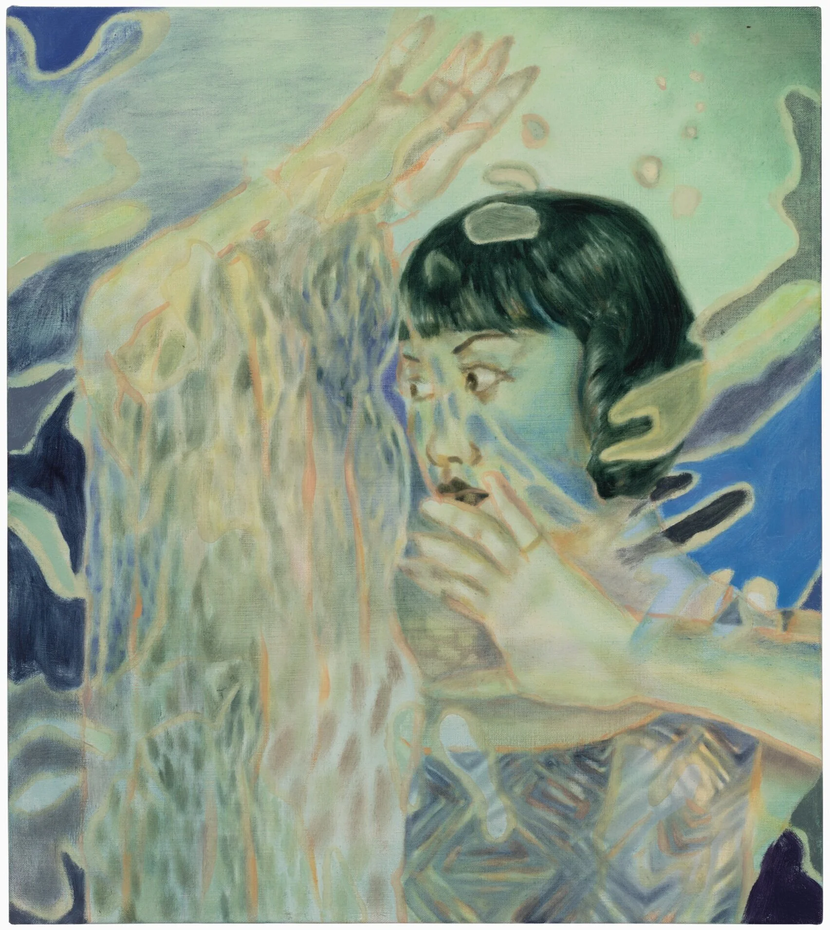   Other Side - Anna May Veiled , 18" x 16" oil and acrylic on canvas, 2018 