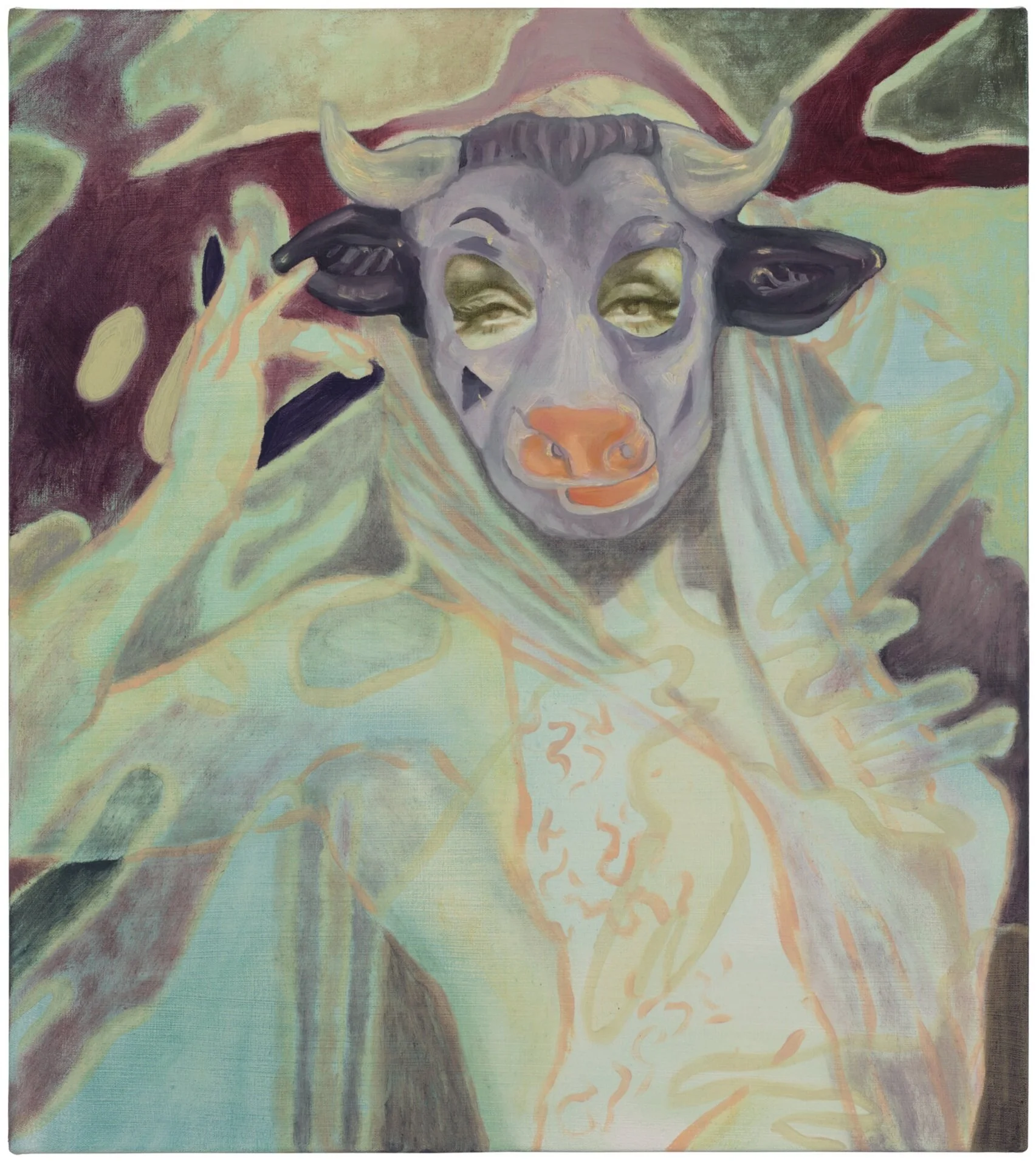   Other Side - Lupe as Purple Bull , 18” x 16” oil and acrylic on canvas, 2018 