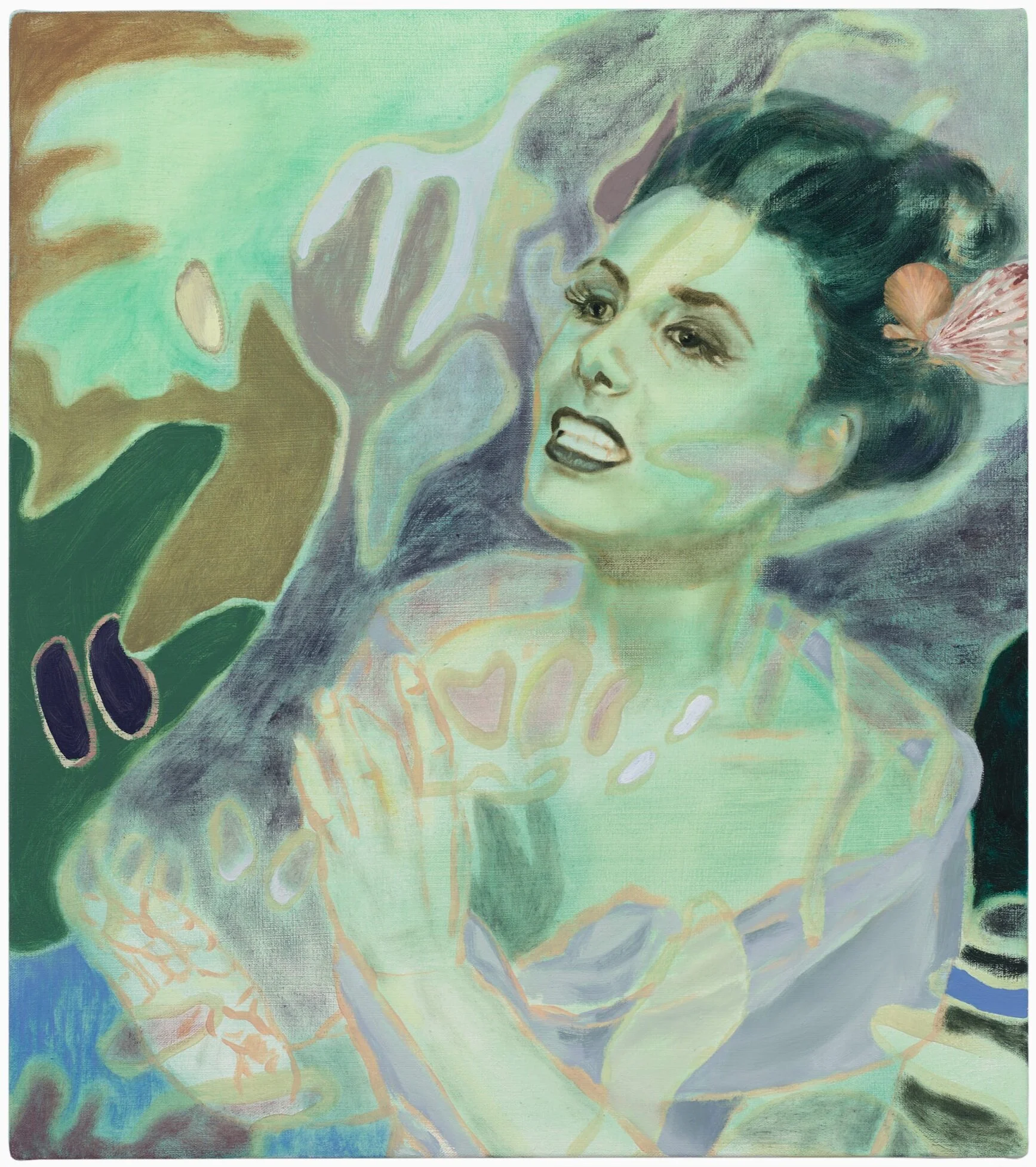   Other Side - Lena as a Spirt of the Sea,&nbsp; 18" x 16" oil and acrylic on canvas, 2018 