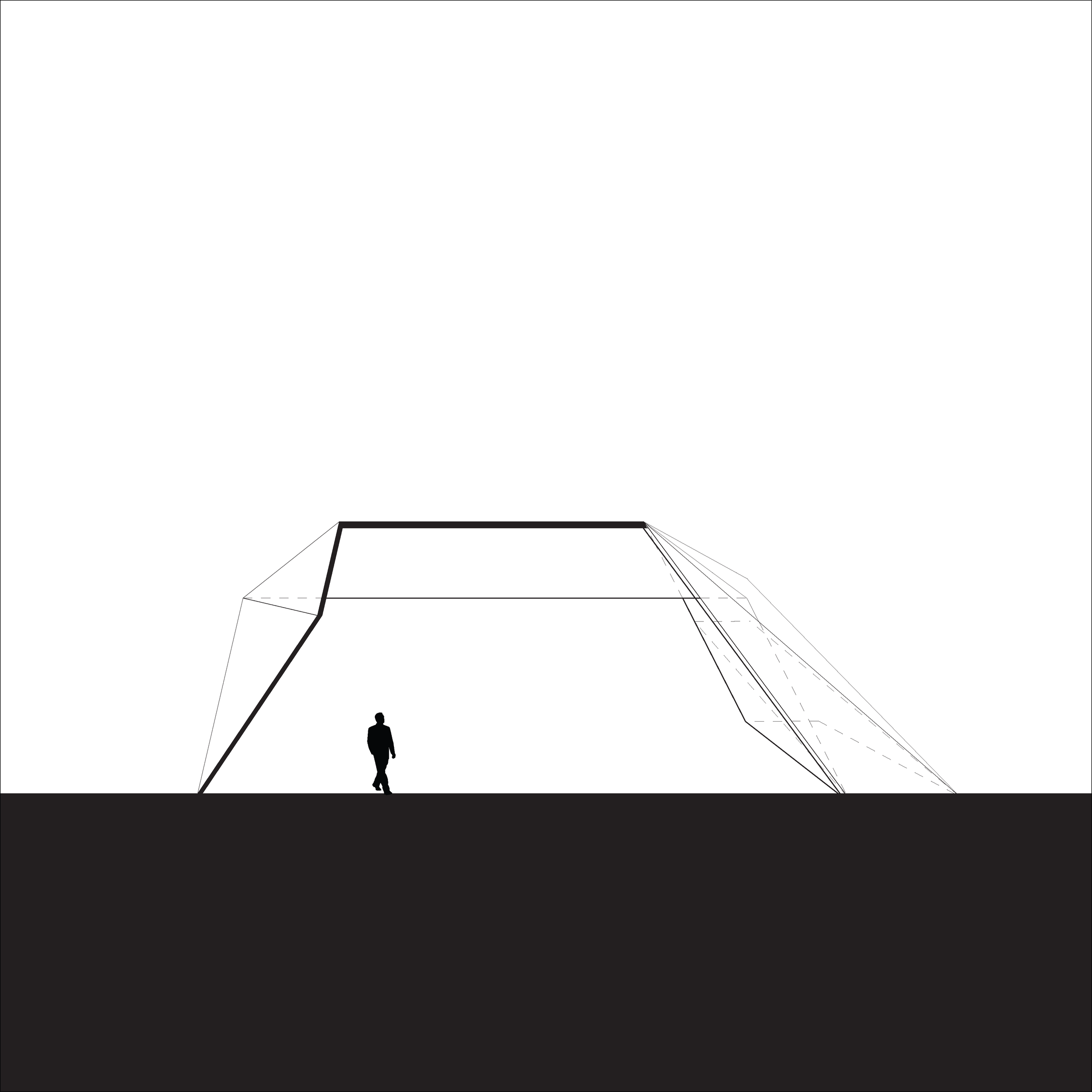 Section through large facade slit.