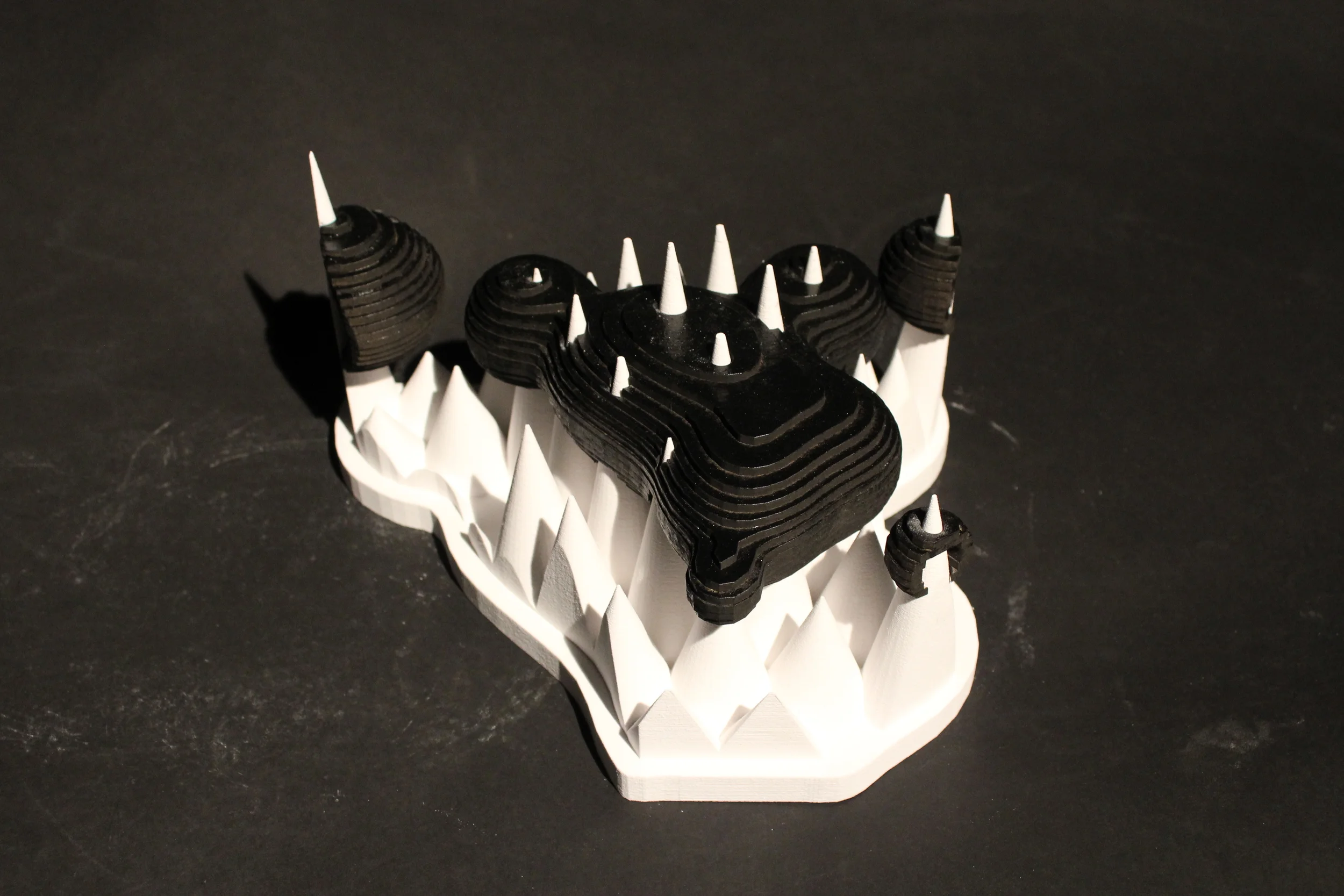  Aerial view of 3D-printed and laser-cut parametric composition. 