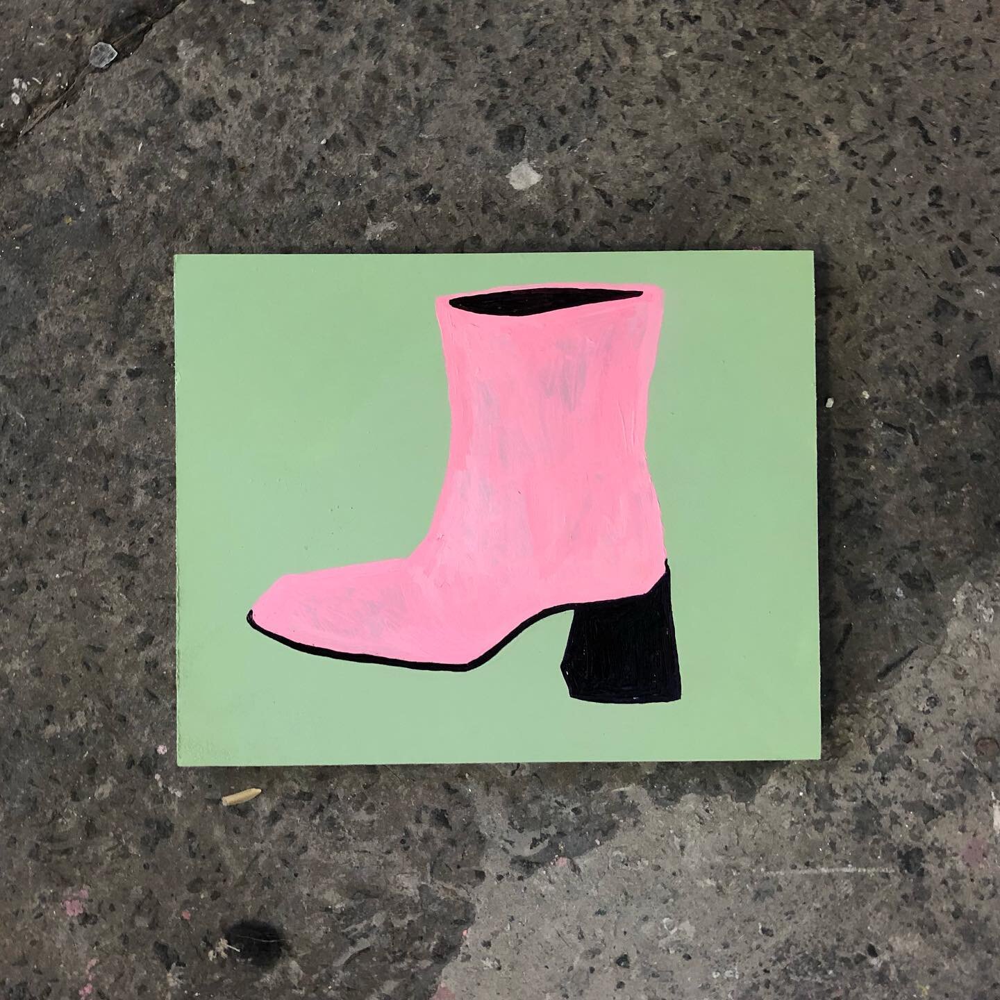 Stomp stomp 💥💥precious morale boost boots 🤠#contemporaryart #contemporarypainting #line #negativespace #minimalism #colour #smallpainting #ritual #emergingartist #pink #boots #camp